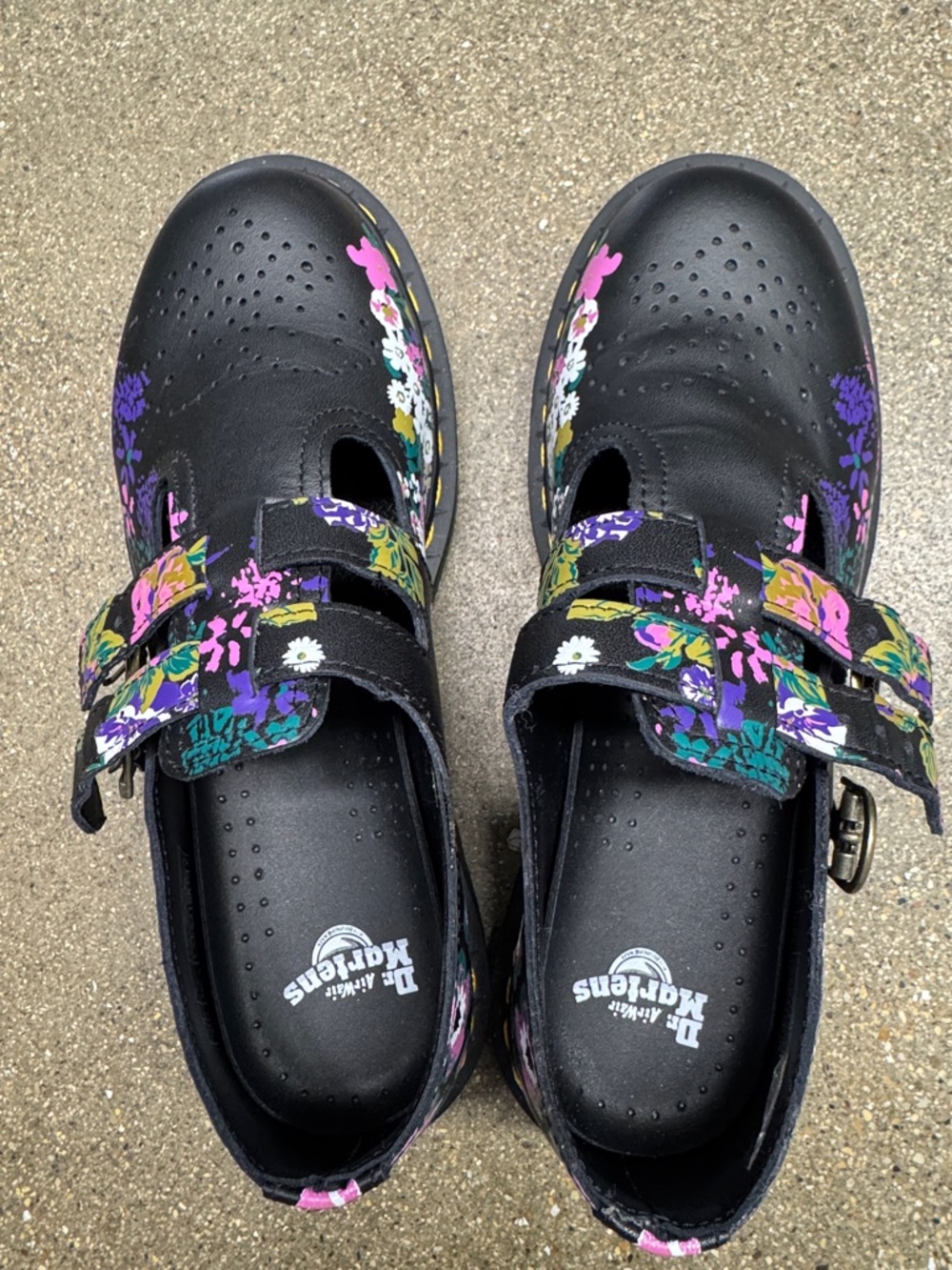 Dr. Martens 8065 Wanderlust Black Purple Pink Floral Mashup Mary Jane Flats NWOT